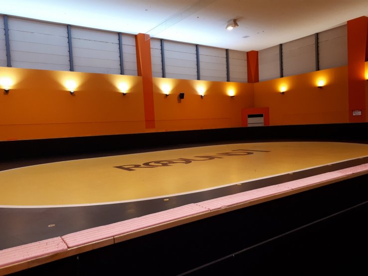 An inline skate and roller skate rink