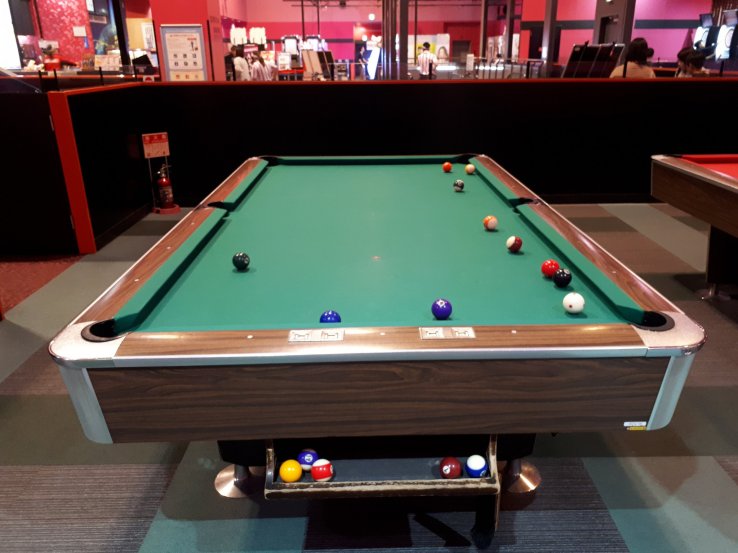 One of the many billiard tables