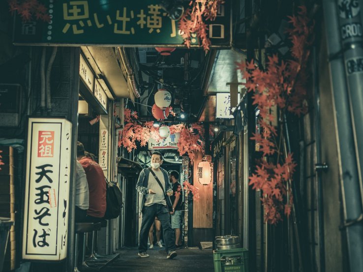 Even out in town, it's a good idea to wear a mask