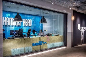 As well as featuring many shops and cafes, this complex also has its own radio station