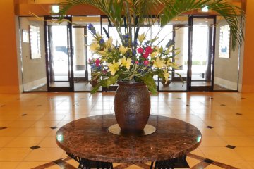 This beautiful flower ornament welcomes you as you enter the Oasis Tower Hotel