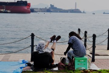 Some people spend hours saving a place from which to get the best view possible of the show.