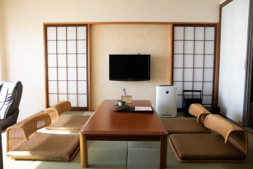 Lounge area in the Oarai Hotel room