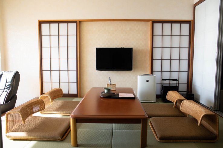 Lounge area in the Oarai Hotel room