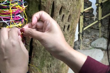 Make a wish! Tying up some lucky coloured string