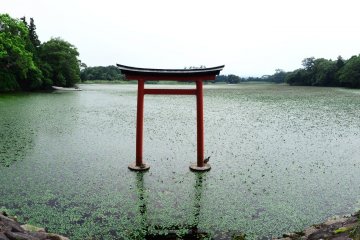 <p>The lake at Somo shrine</p>