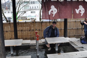 Yufuin station: foot bath
