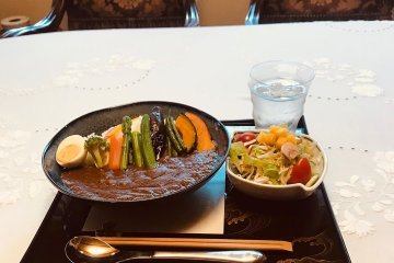 The seasonal vegetable curry is packed with color