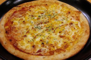 Western...with a twist. Corn and mayo pizza at Gusto