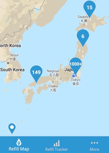 Tempat isi ulang di seluruh Jepang (dikelompokkan agar lebih jelas)