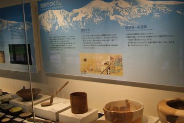 Relics displayed at a museum near the entrance
