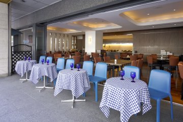 Outdoor tables are also available in the restaurant at at Kyoto Royal Hotel and Spa in Central Kyoto City