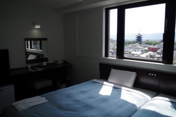 Twin room with view to the Toji Temple