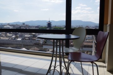 View to the Toji Temple area from the top floor of Kyoto Plaza Hotel just moments from JR Kyoto Station