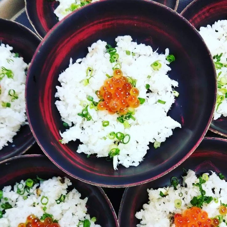 Fish eggs and rice.
