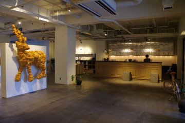 Reception and gallery of Hotel Anteroom in Kujo one stop south of Kyoto