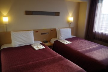 <p>Twin room of Hotel ibis Styles Kyoto Station which is located just outside Hachijo Exit of JR Kyoto Station</p>