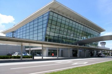 The exterior of the airport
