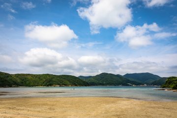 The 500-meter long Hamaguri Beach, one of Japan’s best for swimming and relaxing