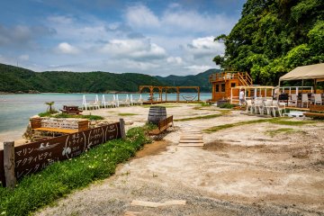 Hamaguri Deck Café is right on the beach