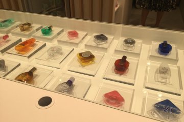 Eye drop bottles as art.