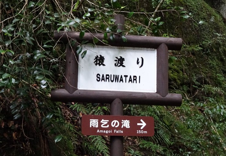 There are signs in English with the names of each place. 