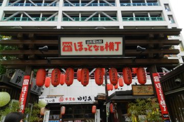 By night, Hottonaru (a block behind the bus stop) is a bustling alley of standing bars, just bursting with beer and yakitori.