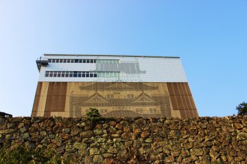 The castle is no longer visible from the castle park, as a temporary building has been built around it. They do, however, have an image of the castle on the outside wall to give you an idea of what lies inside