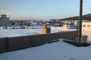 The icy view outside my window as the sun was coming up