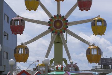 The roof top fairground complete with Ferris wheel
