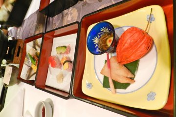 The beginnings of the really special lunch at Koyo Onsen.