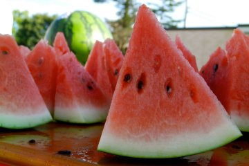 There was even free Obanazawa watermelon to refresh the crowds in the heat.
