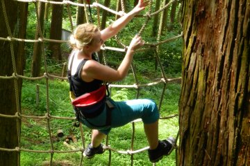 Climbing the nets to the next platform was the hardest.
