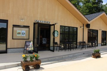 The village has a picturesque Starbucks. 