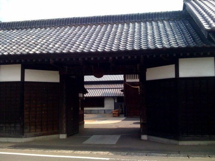 Outside Kiuchi Brewery: the traditional sake heritage is evident