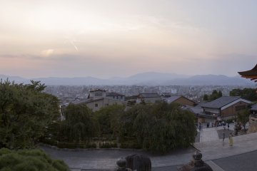 A panoramic view as the first light of the day illuminates the city