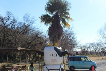 A photo spot made of bales of hay, beside the barbecue area and adventure playground.