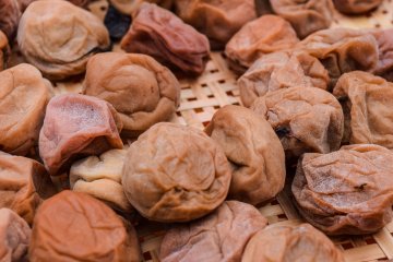 Ume being dried out in the sun
