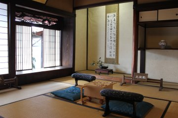 <p>Shogi room inside Yoshida house. Note the carvings above the doors.</p>