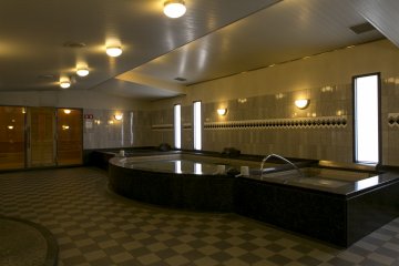 The men's bath is somewhat smaller thought the added saunas are a nice addition