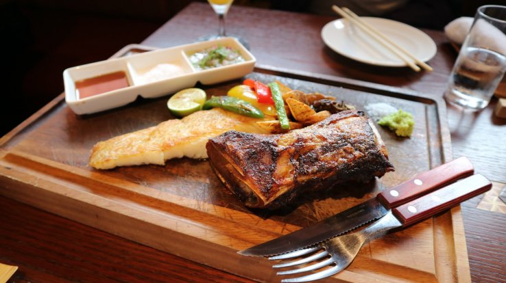 Grilled fish served on the bone