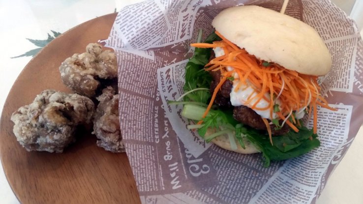 Tasty vegan meat and burger with great texture