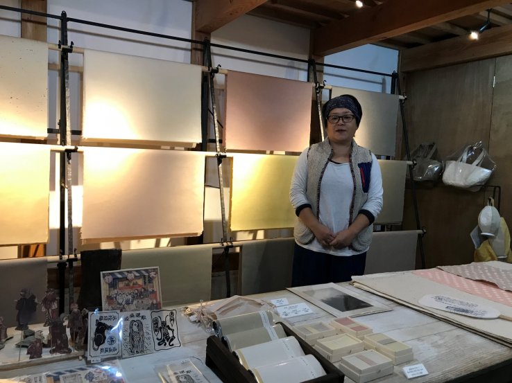 Showing her impressive collection of washi
