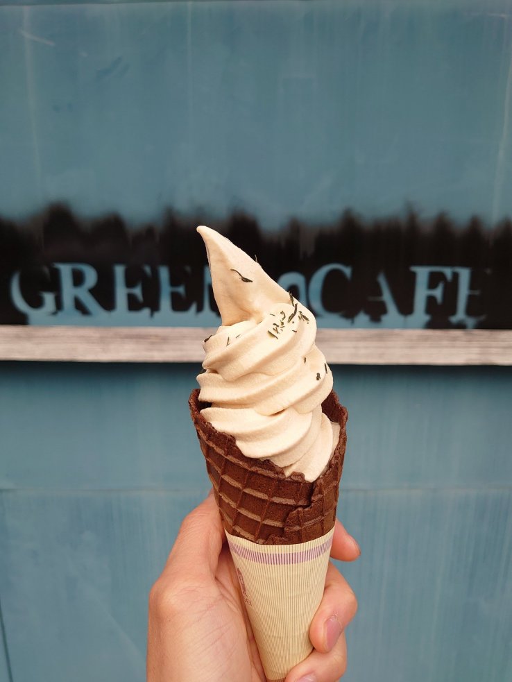 Simple black tea ice cream cone never tasted any better.