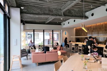 The lounge-style second floor
