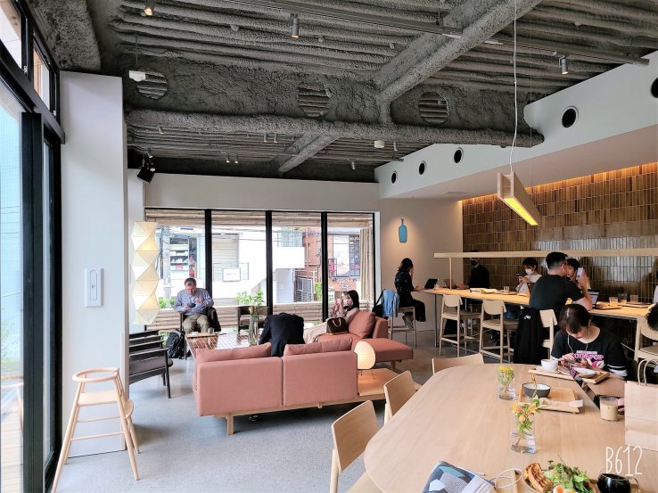 The lounge-style second floor