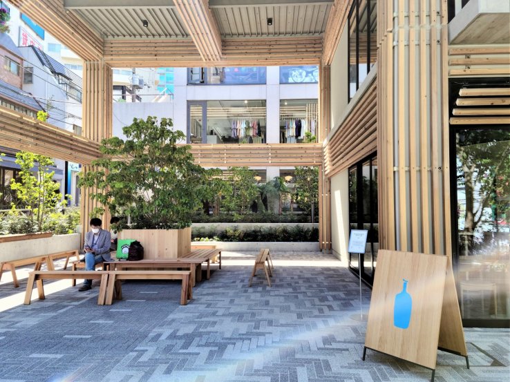 The semi-outdoor Large Roof Area adjacent to the Blue Bottle cafe