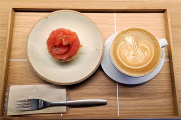 The tarte of the season this month is topped with fresh grapefruit