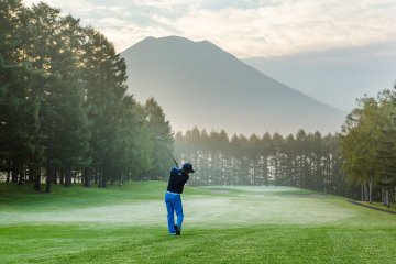Views of Mount Yotei from the golf course