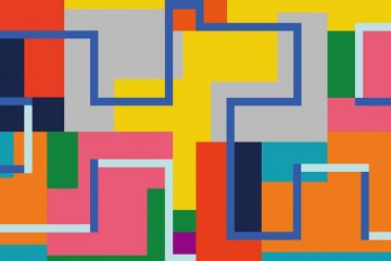 Nakajima's works focus on geometric shapes and patterns.